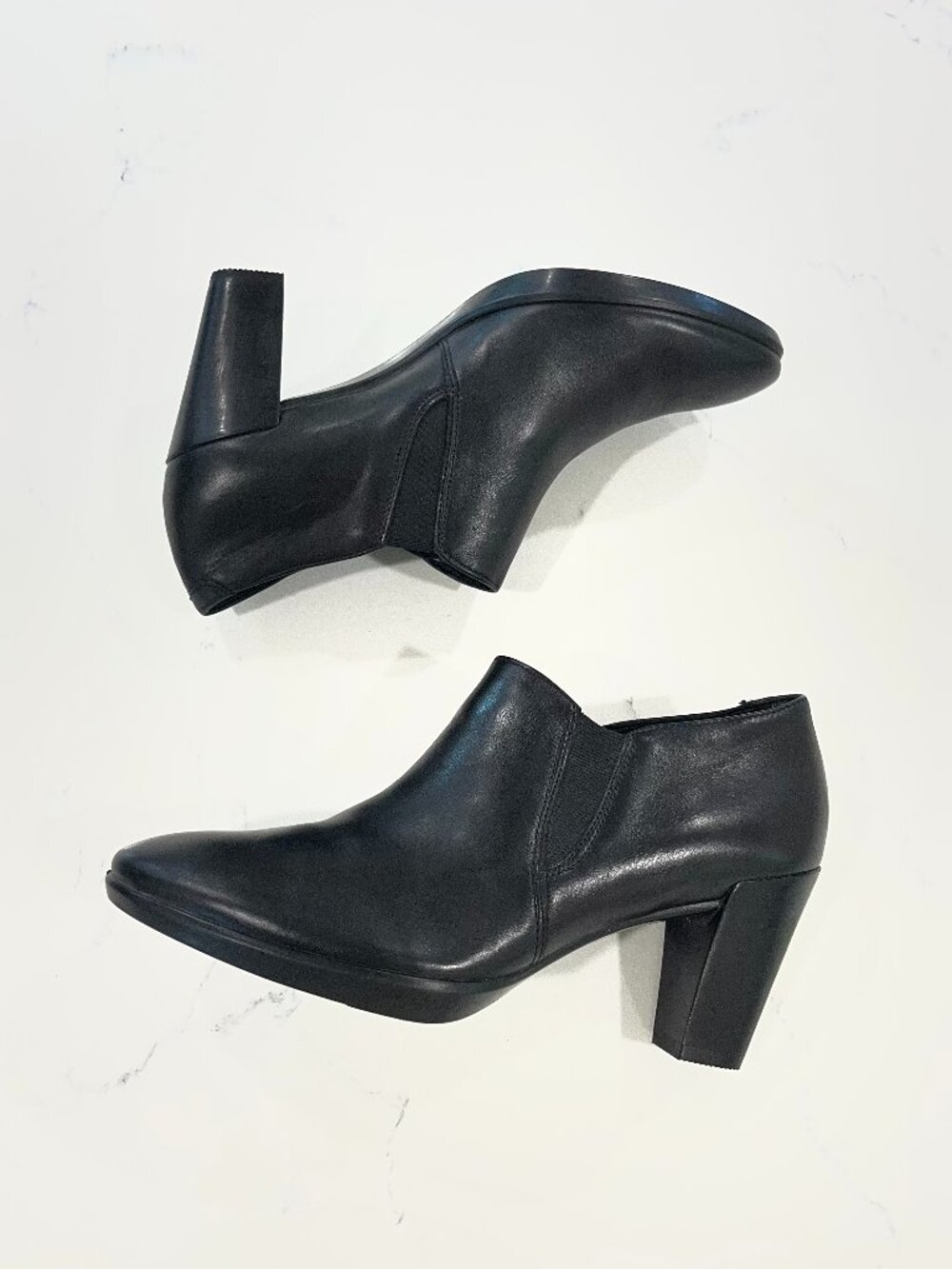ECCO Shape 55 Booties Womens Size 37 US 6.5 Black Leather Pumps Slip On Shoe
